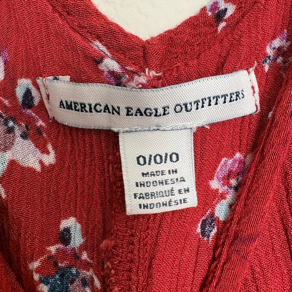 American Eagle Outfitters Red Floral Strapless Maxi Dress with Crisscross Straps - Picture 3 of 8